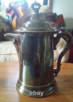 001 Vintage Antique Sheffield Plate Silver 1016 Tea Coffee Pot Ornate Rose