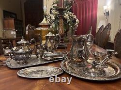 11 Piece Oneida Community Queen Bess Tea Coffee Set Tudor Plate With Patina