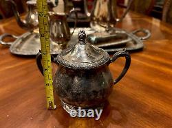 11 Piece Oneida Community Queen Bess Tea Coffee Set Tudor Plate With Patina