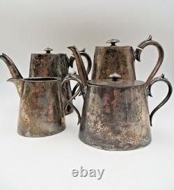 1800's Shaw & Fisher Sheffield 9500 Silver plate Coffee Tea Sugar Creamer ED 41