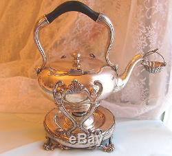 1800s Barbour Silver Co Tea Kettle Pot Burner strainer Victorian Marked Antique