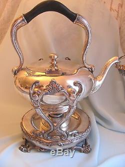 1800s Barbour Silver Co Tea Kettle Pot Burner strainer Victorian Marked Antique