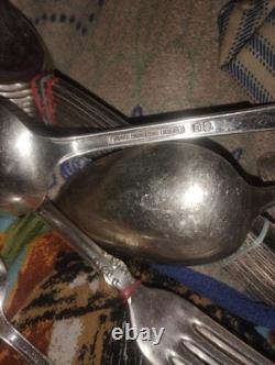 1847 Rodgers Bros. IS Silver Plate Set Of 32 Tea Spoons, Table Spoons, ETC