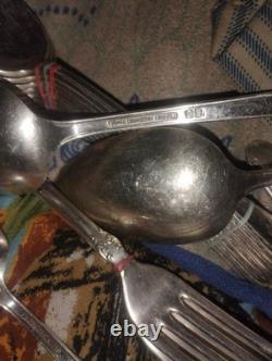 1847 Rodgers Bros. IS Silver Plate Set Of 32 Tea Spoons, Table Spoons, ETC