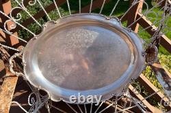 1847 Rogers Bros REFLECTION Silver Plate Large WAITER TRAY For Tea Set #9281