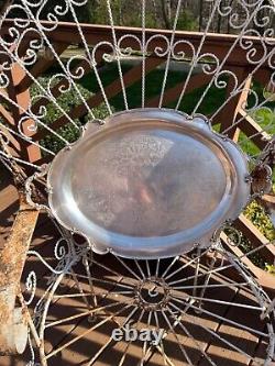 1847 Rogers Bros REFLECTION Silver Plate Large WAITER TRAY For Tea Set #9281