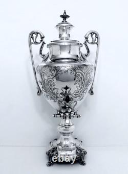 1860 English Aesthetic Victorian Ornate Massive Chased Rococo Tea Coffee Urn 19