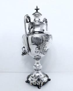 1860 English Aesthetic Victorian Ornate Massive Chased Rococo Tea Coffee Urn 19