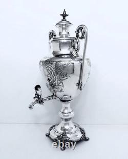 1860 English Aesthetic Victorian Ornate Massive Chased Rococo Tea Coffee Urn 19
