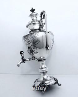 1860 English Aesthetic Victorian Ornate Massive Chased Rococo Tea Coffee Urn 19