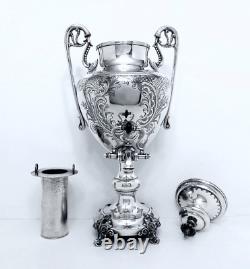 1860 English Aesthetic Victorian Ornate Massive Chased Rococo Tea Coffee Urn 19
