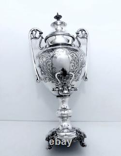 1860 English Aesthetic Victorian Ornate Massive Chased Rococo Tea Coffee Urn 19