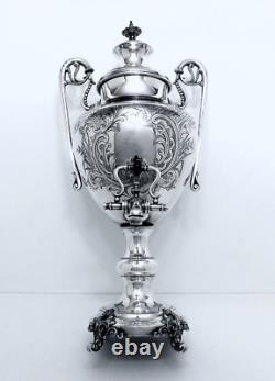 1860 English Aesthetic Victorian Ornate Massive Chased Rococo Tea Coffee Urn 19