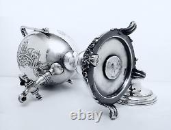 1860 English Aesthetic Victorian Ornate Massive Chased Rococo Tea Coffee Urn 19
