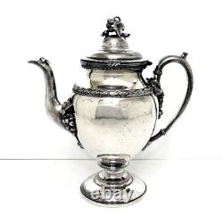 1860 Reed & Barton Aesthetic Greek Neoclassic Figural Grape Footed Tea Set