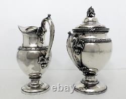 1860 Reed & Barton Aesthetic Greek Neoclassic Figural Grape Footed Tea Set
