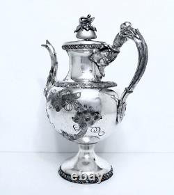 1861 Rogers Bros. Mfg Co. CIVIL War Aesthetic Figural Swan Leaf Weighted Teapot