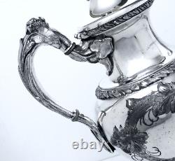 1861 Rogers Bros. Mfg Co. CIVIL War Aesthetic Figural Swan Leaf Weighted Teapot