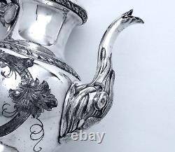 1861 Rogers Bros. Mfg Co. CIVIL War Aesthetic Figural Swan Leaf Weighted Teapot