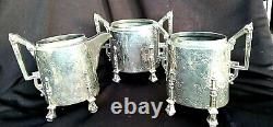 1869 REED & BARTON TEA SET Egyptian Revival ivy leaf Architectual Silver Plate