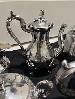 1870s NAPOLEONIC FRENCH CHRISTOFLE HALLMARKED TEA COFFEE SET OF 5 PCS