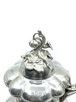 1870s Rogers Bros MFG Co Pumpkin Top Vines Floral Base Teapot Silver Plate