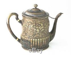 1875-1891 Tiffany & Co Makers Silver Soldered Tea Pot American Repousse 8358