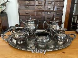 1876 Incredible Huge Meriden B Company Silverplate 29 Tray Tea & Coffee Set