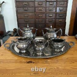 1876 Incredible Huge Meriden B Company Silverplate 29 Tray Tea & Coffee Set
