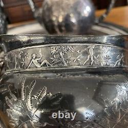 1876 Incredible Huge Meriden B Company Silverplate 29 Tray Tea & Coffee Set