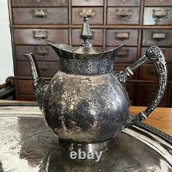 1876 Incredible Huge Meriden B Company Silverplate 29 Tray Tea & Coffee Set
