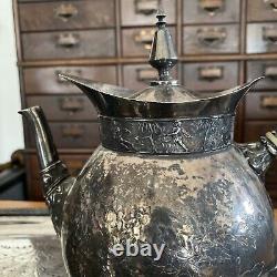 1876 Incredible Huge Meriden B Company Silverplate 29 Tray Tea & Coffee Set
