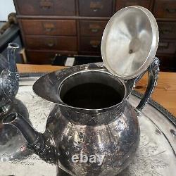1876 Incredible Huge Meriden B Company Silverplate 29 Tray Tea & Coffee Set