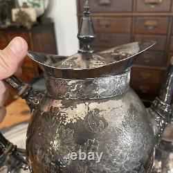 1876 Incredible Huge Meriden B Company Silverplate 29 Tray Tea & Coffee Set