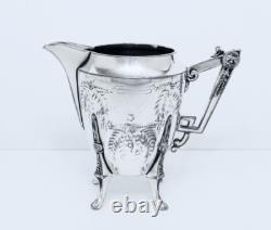 1880 Meriden B. Company Eastlake Roman Lion Chased Legged Coffe Tea Set 6 Pc Exc