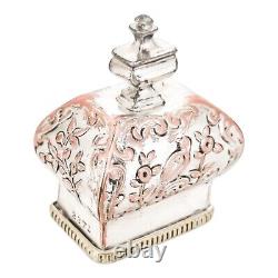 1890's Dutch silver plate tea caddy Rococo embossed flowers, children, scrolls
