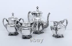 1894 Meriden B. Company Forbes Nouvea Grape Harvest Embossed Coffee & Tea Set