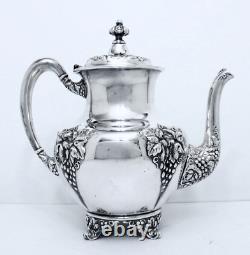 1894 Meriden B. Company Forbes Nouvea Grape Harvest Embossed Coffee & Tea Set