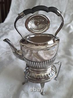 1903 Walker & Hall Silver Plate Tea Kettle, Spirit Burner & Stand (10) 51411A