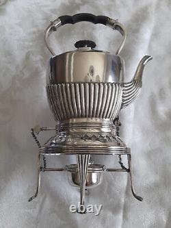 1903 Walker & Hall Silver Plate Tea Kettle, Spirit Burner & Stand (10) 51411A