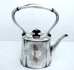 1905 Sheffield Edwardian Silver On Copper Chased Ornate Medallion Coffee Tea Set