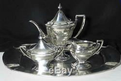 1914 W. D. Smith Silver Co ART DECO 4 Pc Tea Set w Tray HEPPELWHITE Nice