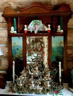 1920's Silverplate Coffee/Tea Service 7+pieces w Tray and Tilting Hot H20 Kettle