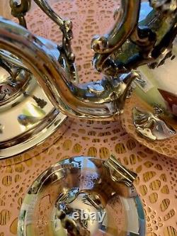 1920's Silverplate Coffee/Tea Service 7+pieces w Tray and Tilting Hot H20 Kettle