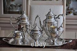 1930 Silverplate Rogers Bros MAYFAIR Tea/Coffee Pot Set & Matching Serving Tray