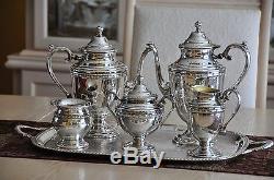 1930 Silverplate Rogers Bros MAYFAIR Tea/Coffee Pot Set & Matching Serving Tray