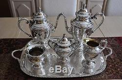 1930 Silverplate Rogers Bros MAYFAIR Tea/Coffee Pot Set & Matching Serving Tray