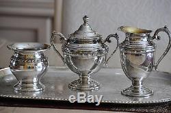 1930 Silverplate Rogers Bros MAYFAIR Tea/Coffee Pot Set & Matching Serving Tray