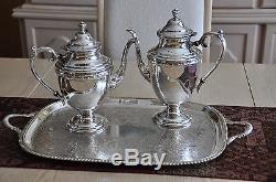 1930 Silverplate Rogers Bros MAYFAIR Tea/Coffee Pot Set & Matching Serving Tray