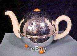 1930's ART DECO GERMAN WMF HUTSCHENREUTHER SILVER COFFEE TEA SUGAR CREAMER SET